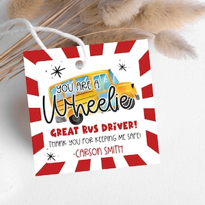 Busfahrer druckbare Markierung, druckbare Geschenkanhänger für Lehrer, bearbeitbare Geschenke zum Schuljahresende für Busfahrer, sofortiger Download