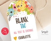 Printable Flower Blank Tag, Simple Gift Ideas for friends, Editable Gift Tags,  Colorful Flowers Favor Tag, Digital Cards