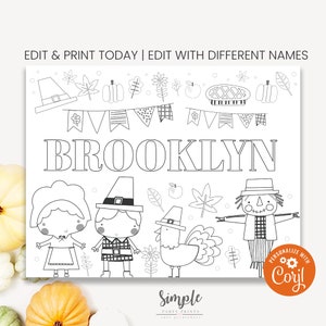 Editable Thanksgiving Coloring Page Printable Fall Harvest Color Pages ...