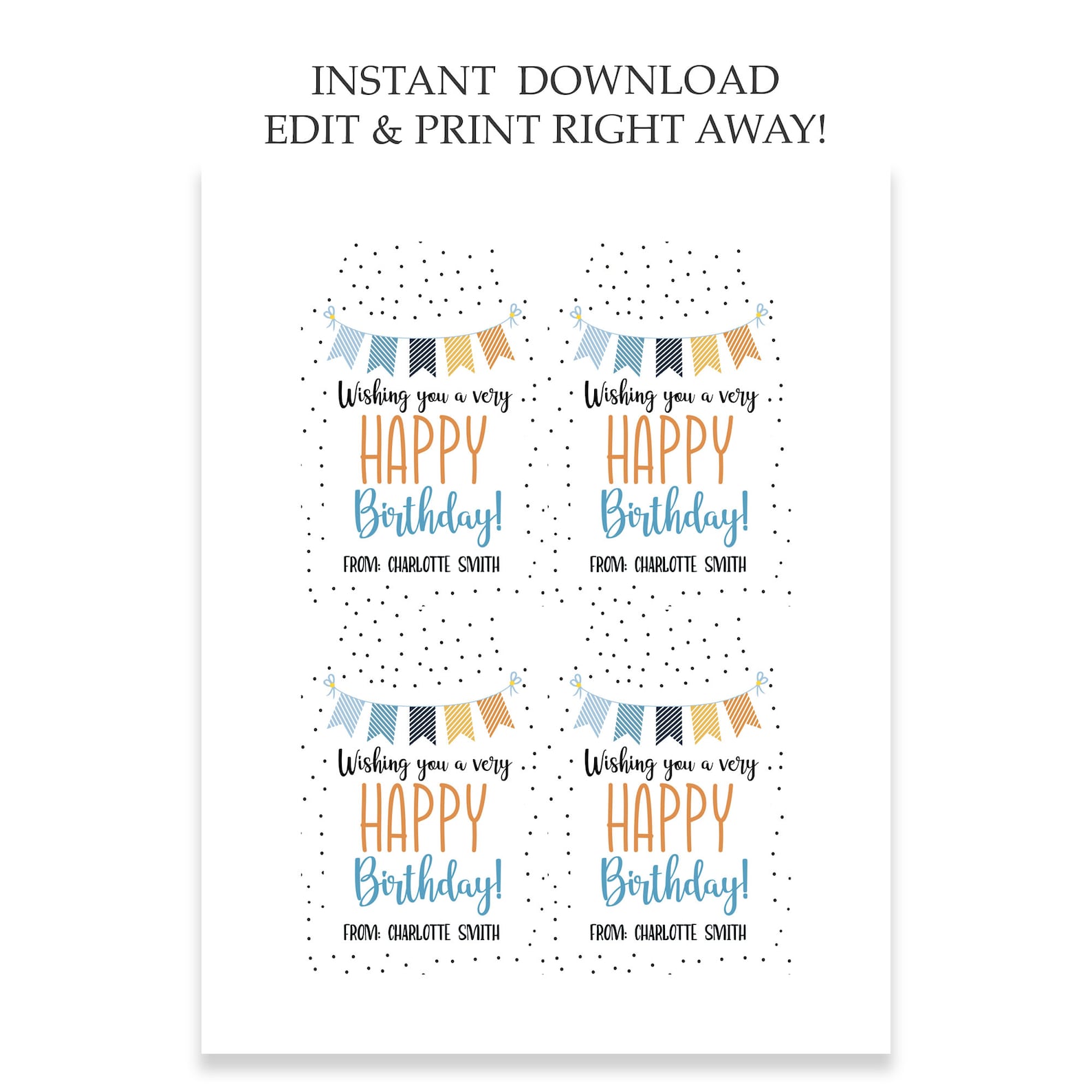 Printable Happy Birthday Tag, Editable Birthday Gift Ideas for Friends ...