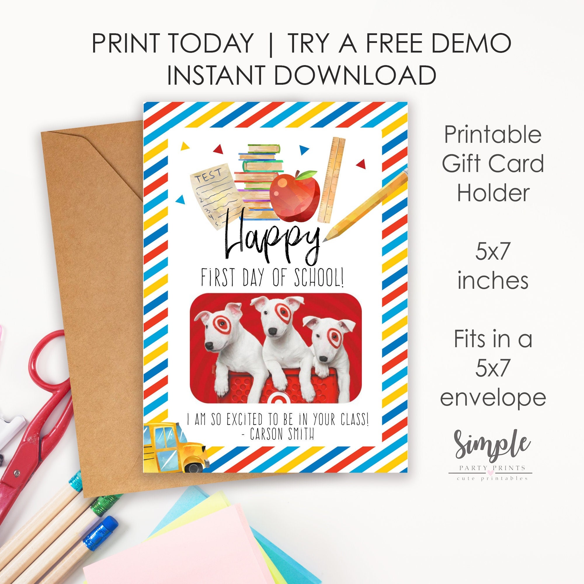 First Day Of School Gift Card Holder Target Gift Card Holder - Etsy