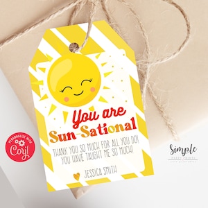 Teacher Appreciation Printable Tag, Printable Thank You for Being Sun Sational Gift tags, Editable End of the School Year Gifts, Sunsational