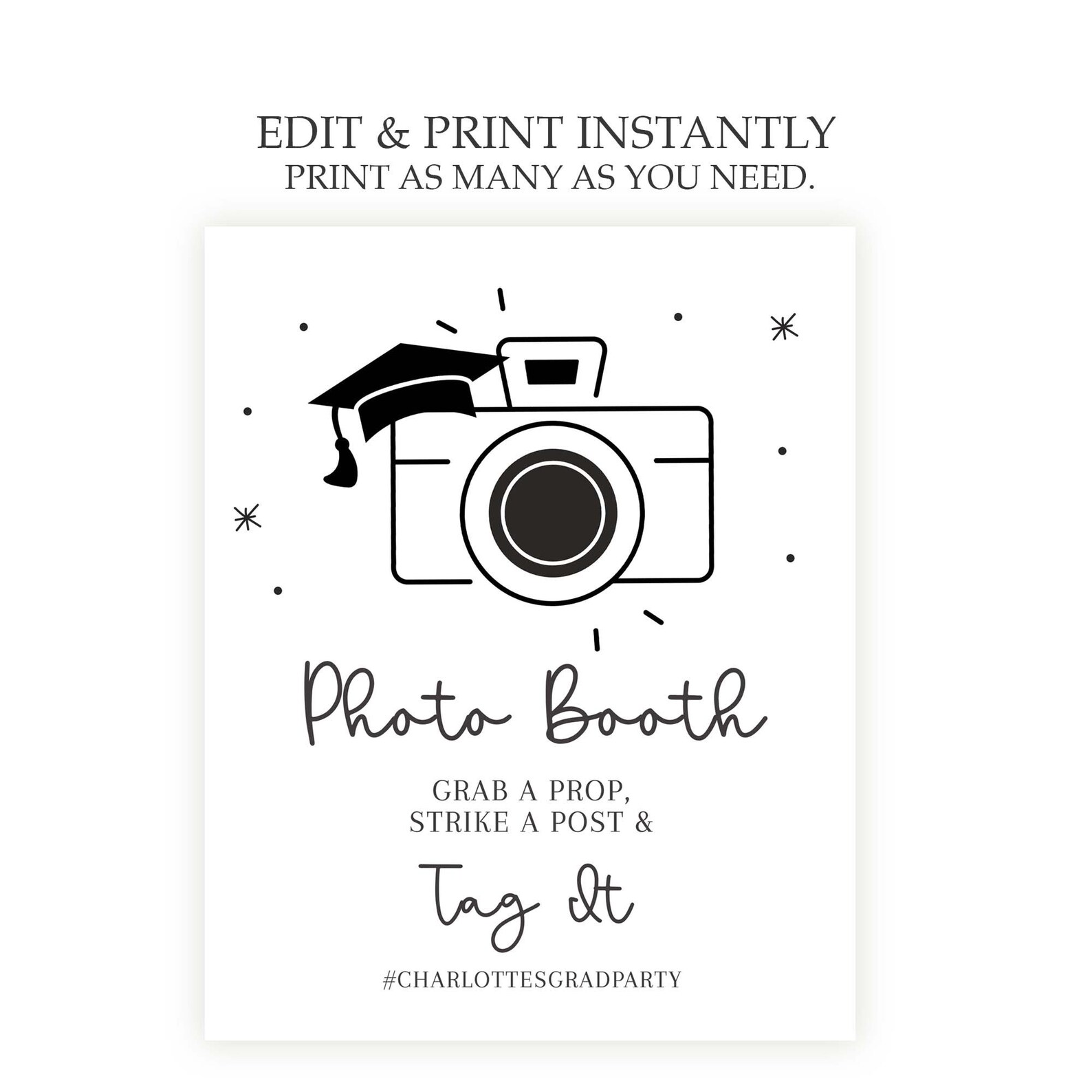 Graduation Party Photo Booth Sign | Printable Photo Booth Props ...