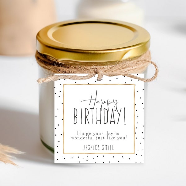 Printable Happy Birthday Tag | Editable B-day Gift Label | Blank Favor Tags | Simple Quick Custom Gift Idea | Last Minute Gifts | BGT