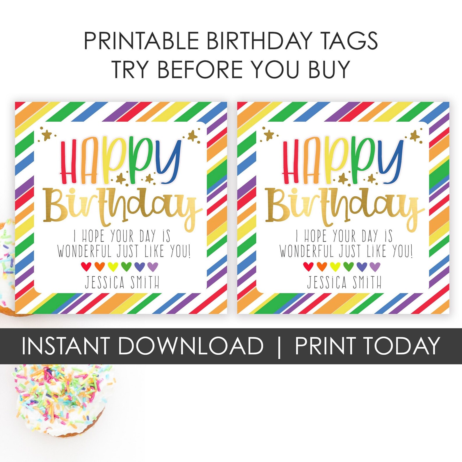 Printable Happy Birthday Tag Birthday Gift Ideas for Friends - Etsy