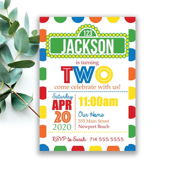 Sesame Street Inspired Birthday Party Invitation | Elmo Birthday Invite | Polka Dots | Birthday Party invites | Sesame Street Invitations Il_570xn