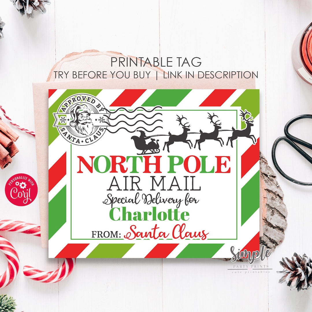 Editable Gift Tags From Santa, Personalized Christmas Labels Template ...