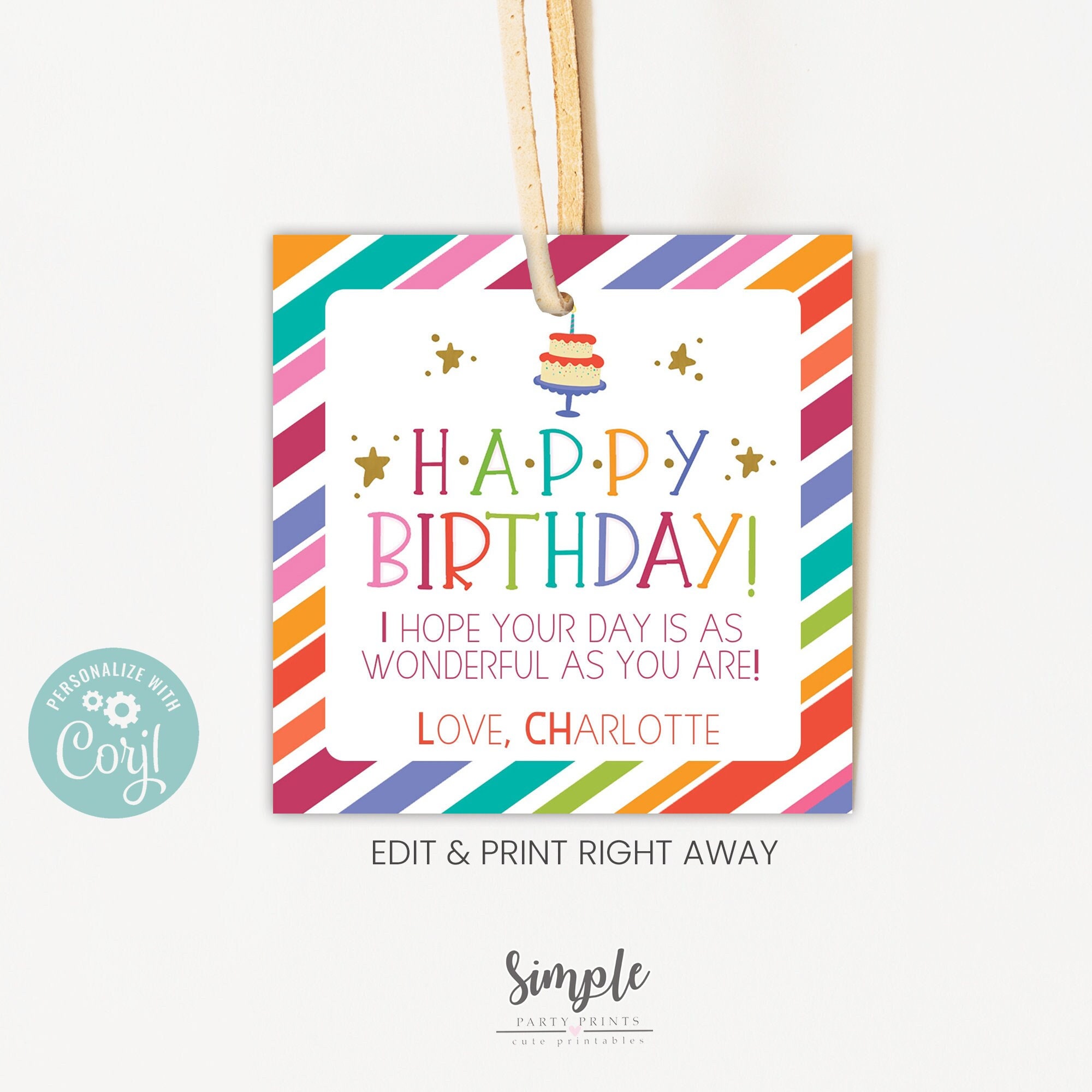 Printable Happy Birthday Tag, Birthday Gift Ideas for Friends & Family ...
