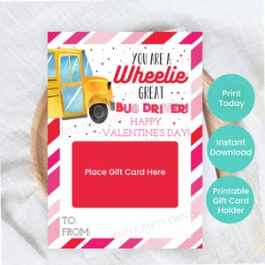 Porte-cartes cadeau Saint-Valentin pour chauffeurs de bus, cadeau Saint-Valentin pour chauffeur de bus, idées cadeaux pour chauffeurs de bus scolaire, téléchargement immédiat