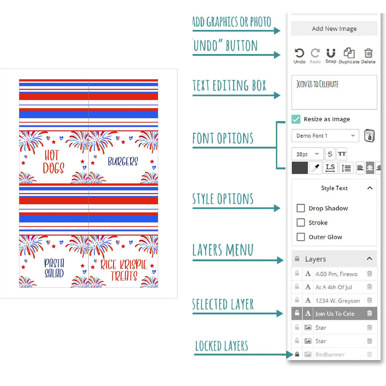 4th of July Food Labels Template Food Tents Printable July - Etsy