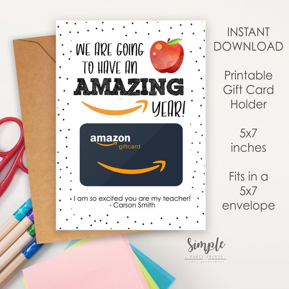 First Day of School Gift Card Holder, Amazon Gift Card Holder, Happy Teacher Appreciation Printable Gift Cards, 1st day of Instant Download Il_570xn