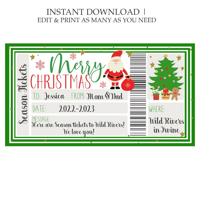 Printable Christmas Voucher Template Editable Christmas Gift - Etsy
