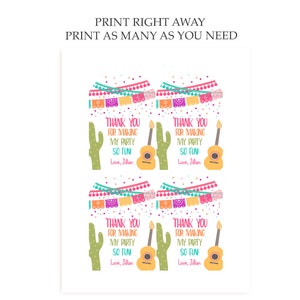 Editable Fiesta Birthday Party Favor Tags | Mexican Themed Printable ...