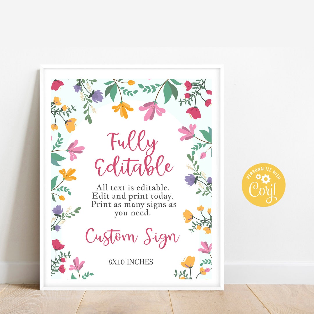 Editable Colorful Flower Template Sign Instant Download Printable Editable Colorful Flower Template Sign Instant Download Printable
