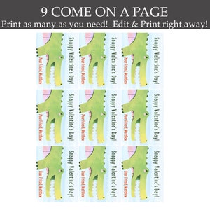 May include: Nine printable Valentine's Day cards featuring a cartoon alligator with the text "Snappy Valentine's Day!" and "Your Friend, Matthew".