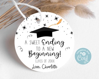 Printable Graduation Sticker Tag  - All Text is Editable - Class of 2024 Label - Cute Grad Gift Ideas - Personalized Stickers For Graduation