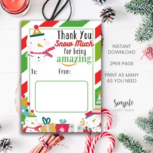 Schneemann Amazon Geschenkkartenhalter, Amazon Geschenkkartenhalter, Urlaub druckbar, Geschenke für Lehrer, PTA PTO Danke Karten, Instant Download