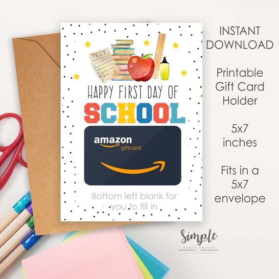 Happy First Day of School Gift Card Holder, Back to School Gifts, Teacher Appreciation Printable Gift Cards, 1st day of Instant Download Il_570xn