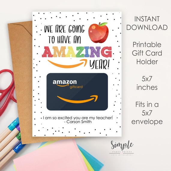 First Day of School Gift Card Holder, Amazon Gift Card Holder, Happy Teacher Appreciation Printable Gift Cards, 1st day of Instant Download Il_570xn