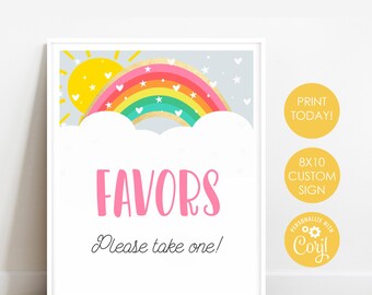 Rainbow Party Favor 8x10 Sign | Editable Bright Rainbow Blank Sign | Printable Rainbow Party Decorations | Print at Home Instant Download LB