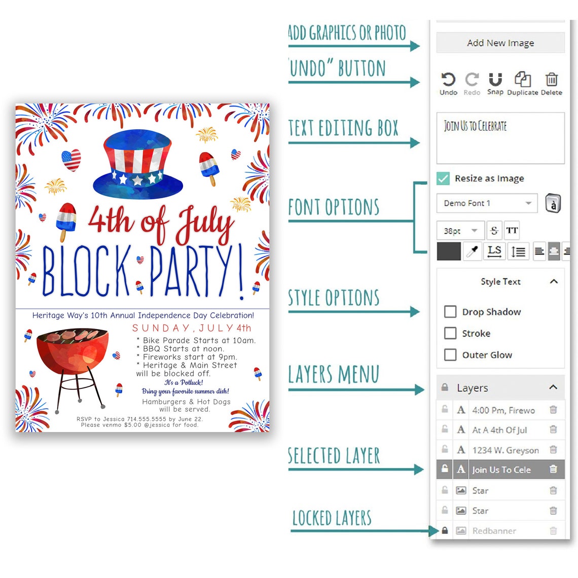 4th of july block party flyer