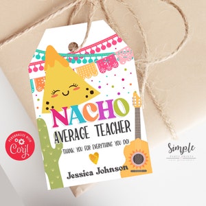 Etiqueta de agradecimiento de Fiesta imprimible, ideas de regalos de agradecimiento para compañeros de trabajo y personal, etiquetas de regalo editables con Corjl, etiqueta personalizada del Cinco de Mayo