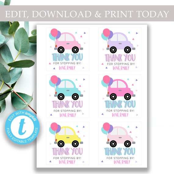 Thank You for Driving By gift Tag | Birthday Parade Tag | Quarantine Birthday | Editable tags | Birthday Party Printable | Instant Download Il_570xn