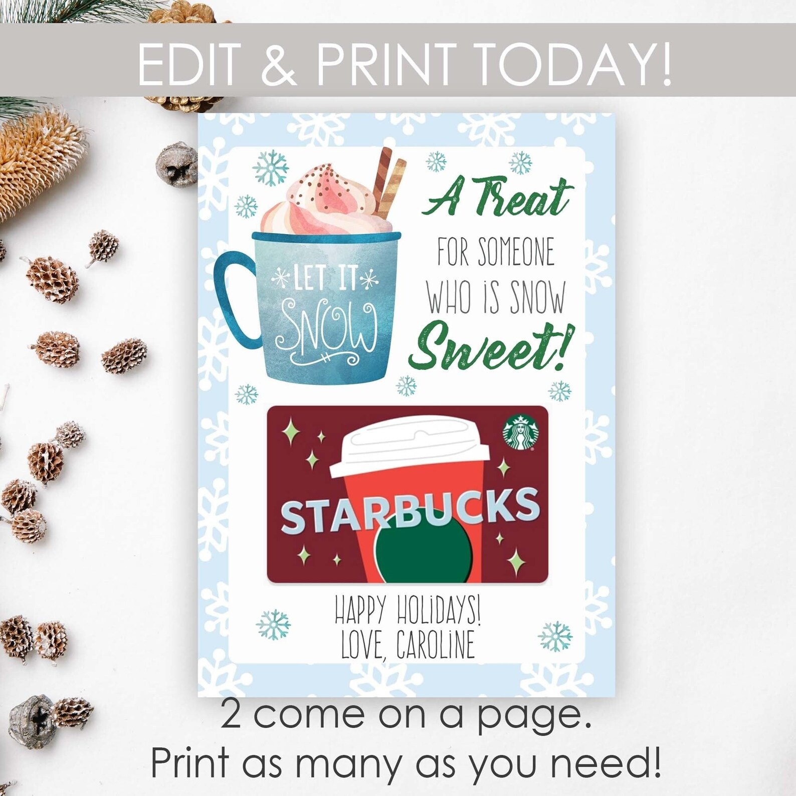 Editable Starbucks Gift Card Holder Printable Coffee Giftcard - Etsy