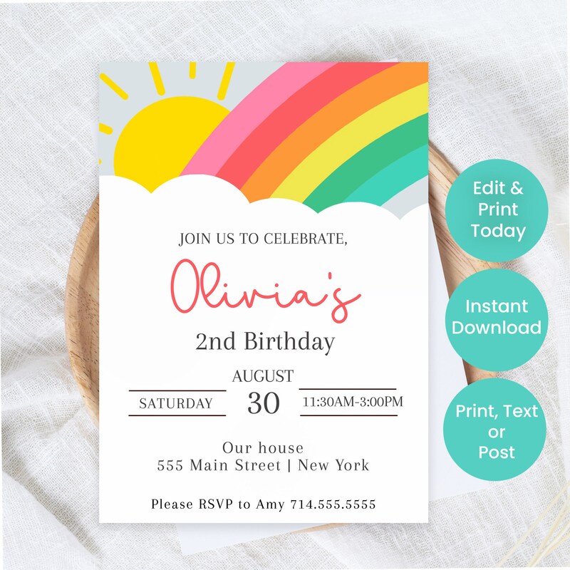 Rainbow Invitation - Etsy