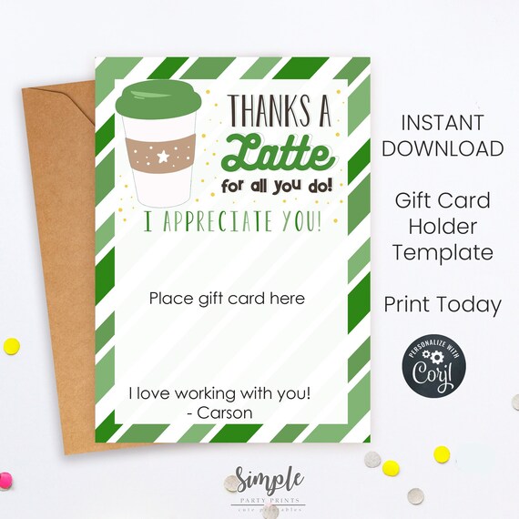 Coffee Cup Gift Card Holder, Teacher Appreciation, Thank You Gift,  Starbucks Coffee Gift Card Holder 