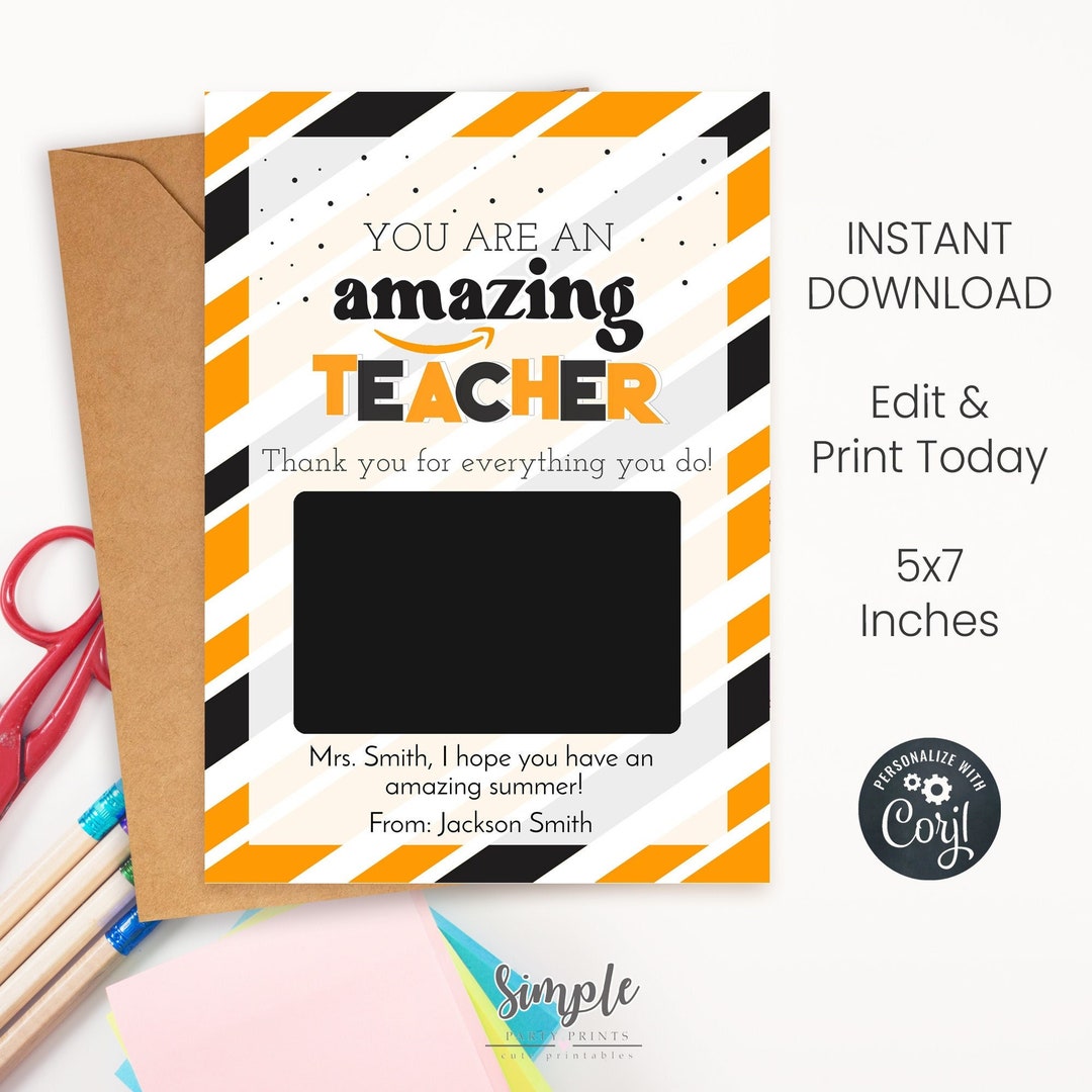 Printable Amazon Gift Card Holder, End of the Year Gift Ideas for ...
