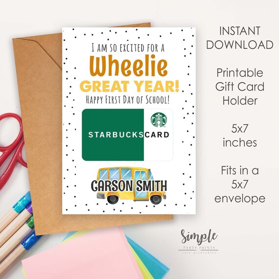 First Day of School Gift Card Holder for Bus Drivers, Amazon Gift Card
