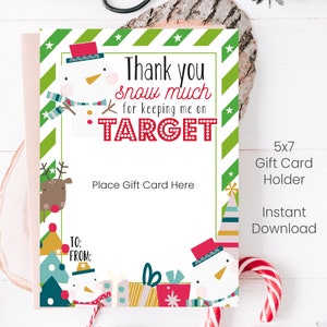 Porta-cartões de presente para impressão de Natal | Porta-cartão-presente instantâneo | Idéias para presentes para professores | Idéia de presente de Natal para crianças | Cartões PTA PTO | Simples