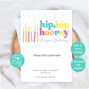 Alles Gute zum Geburtstag Geschenk Kartenhalter | Printable Geburtstagsgeschenke | Personalisierter Geschenkkartenhalter | Bearbeitbare Geschenke für Kollegen Freunde | V5