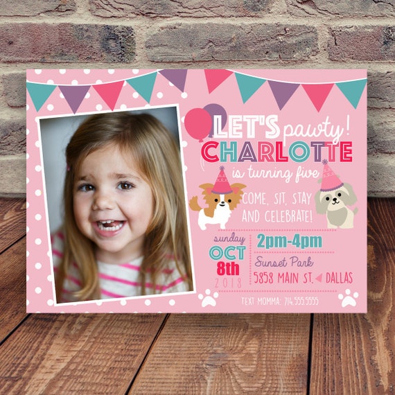 Puppy Party Birthday Invitations, Dog Party invitation, puppies invitation, puppy birthday party invitation, puppy themed invite, printable Il_570xn
