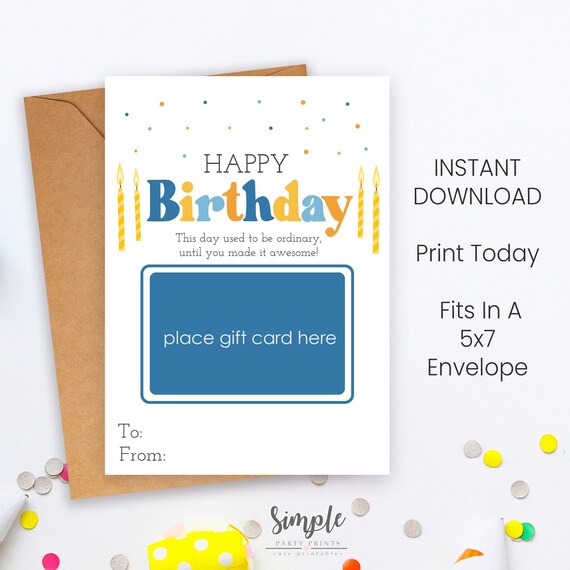 Happy Birthday Gift Card Holder, Printable Birthday Party Gifts ...