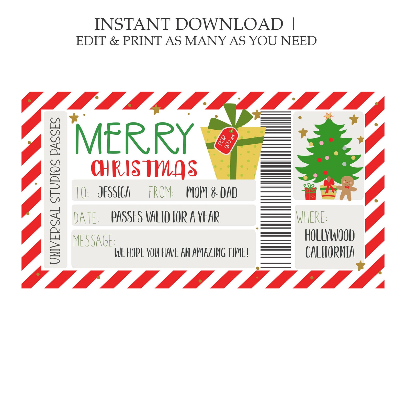 Printable Christmas Voucher Template Editable Christmas Gift - Etsy