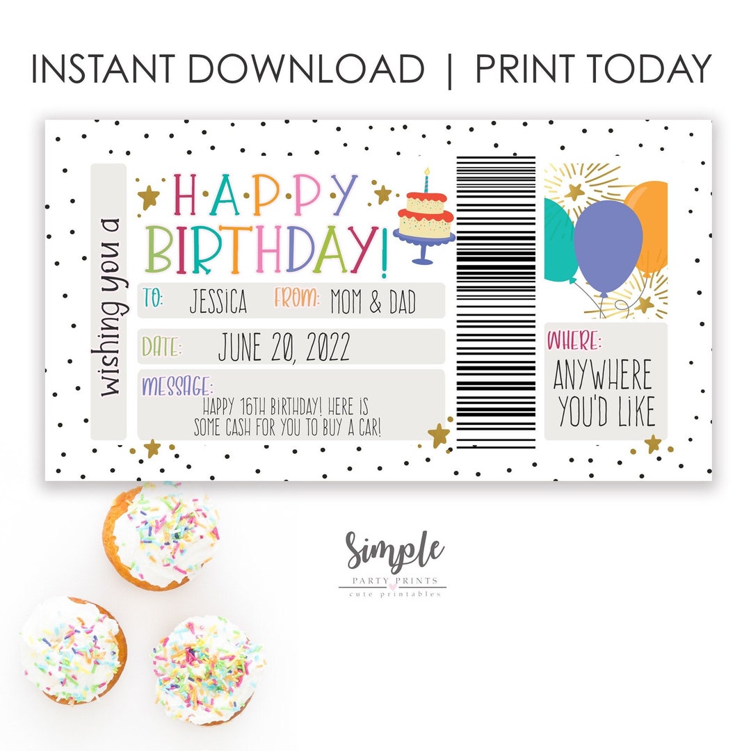 Editable Birthday Gift Voucher, Printable Bday Certificate Template ...
