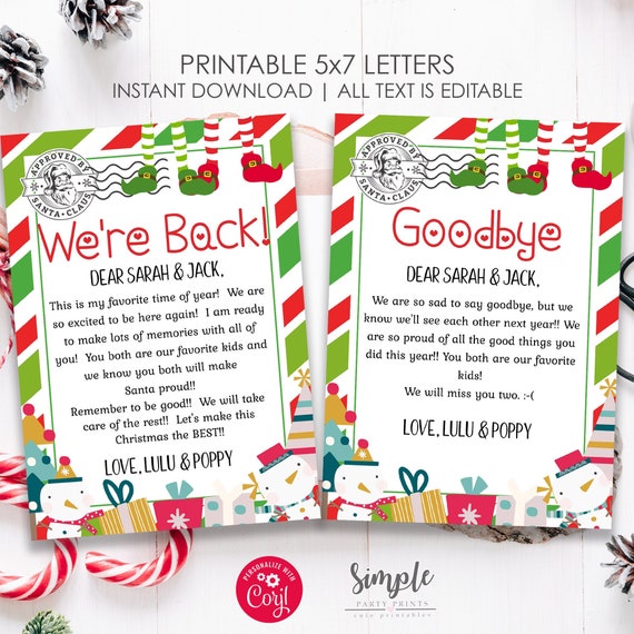 Elf On The Shelf Printable Letters, Welcome Back, Christmas Elf On The Shelf Surprise Letters, Elf Notes, Holiday Magic, Instant Download Il_570xn