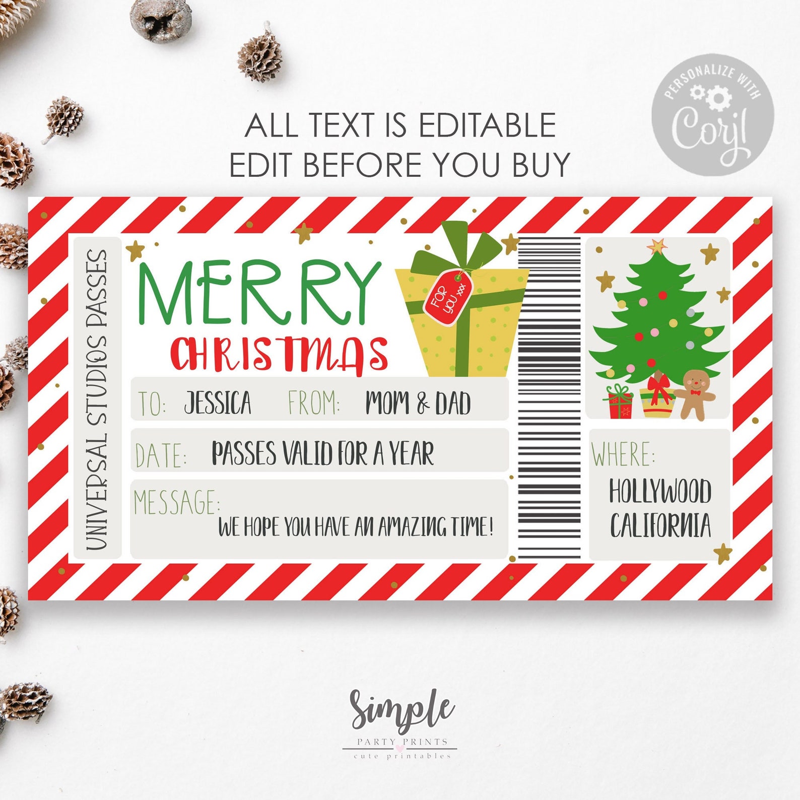 Printable Christmas Voucher Template Editable Christmas Gift - Etsy