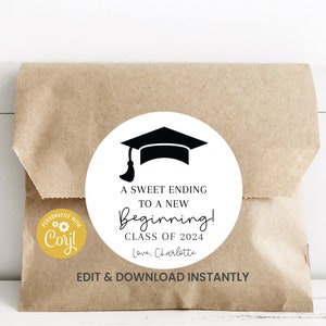 Etichetta adesiva per la laurea 2024 stampabile - Tutto il testo è modificabile - Etichetta di classe - Idee regalo carine per laureati - Adesivi personalizzati per la laurea
