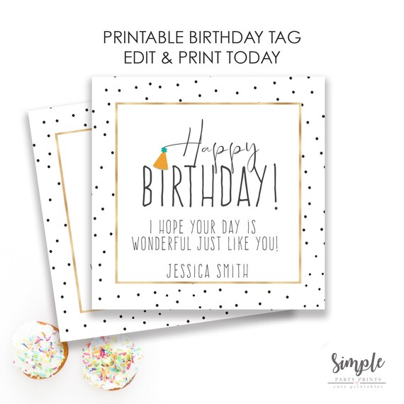 Printable Happy Birthday Tag, Birthday Gift Ideas for friends & Family ...