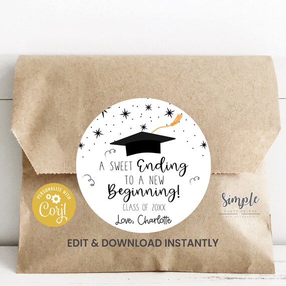 Printable Graduation Sticker Tag - All Text is Editable - Class of