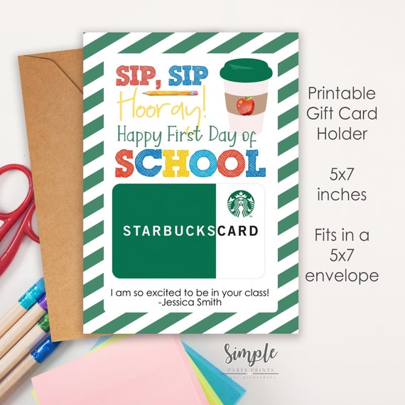 First Day of School Gift Card Holder, Editable Happy Teacher Appreciation Printable Gift Cards, 1st day of School Treat Instant Download Il_570xn