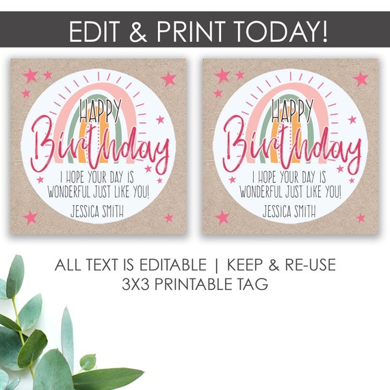 Printable Happy Birthday Tag Birthday Gift Ideas for Friends | Etsy