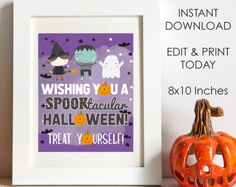 Printable Trick or Treat Sign for Halloween Night, Sign for Trick or Treaters, Please Take Treat Sign, Instant Download, Print Today