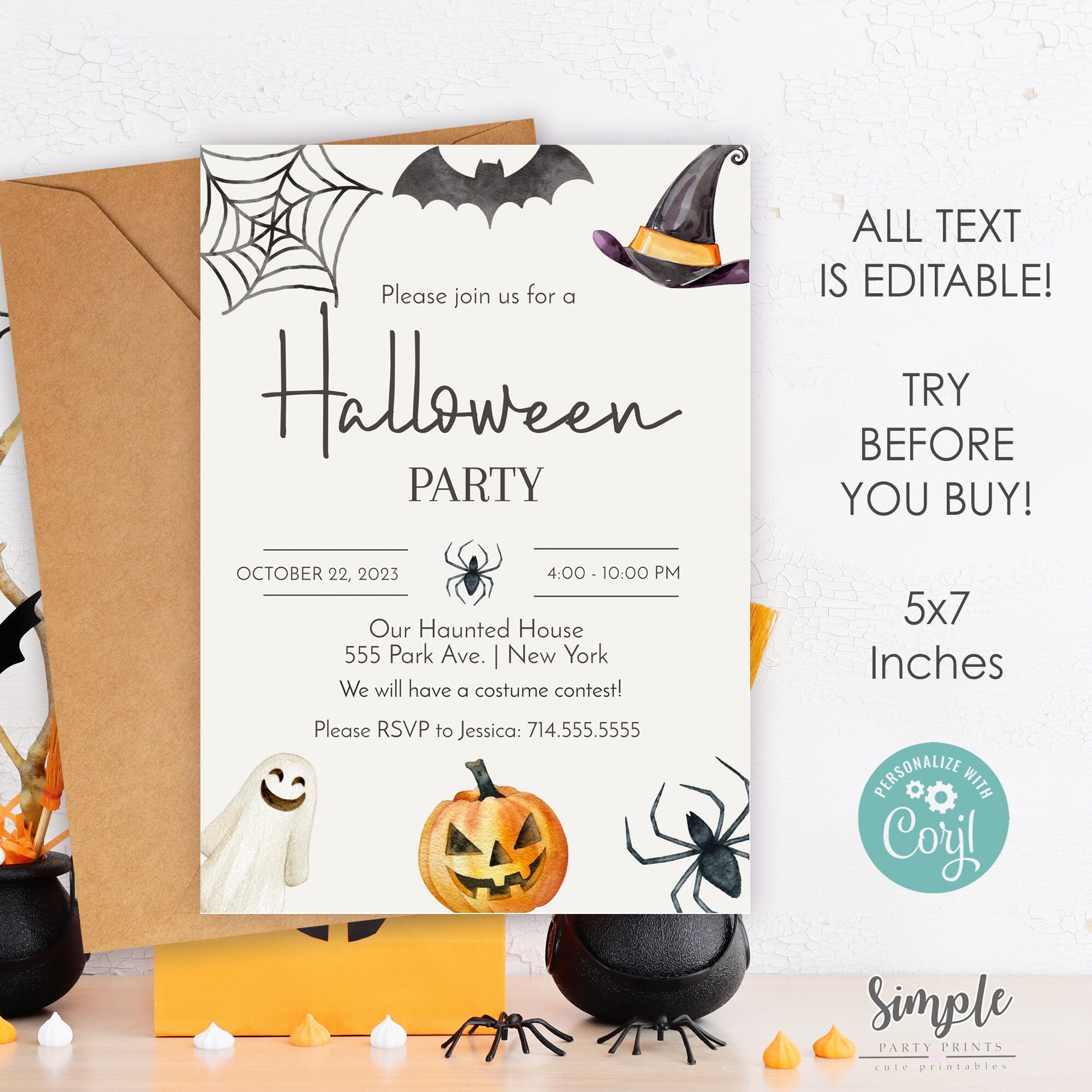 Lot De 12 Cartes D'invitation D'Halloween Pour Enfants, Invitations Effrayantes à La Fête D'Halloween Avec Enveloppes Et Autocollants D' Halloween, Invitation Pour Fête Effrayante (A