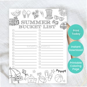 Sommarmålarbild | Barnaktivitet | Utskrivbar sommarönskelista för barn | Enkla saker för barn | DIY-checklista | Skriv ut hemma bild 1