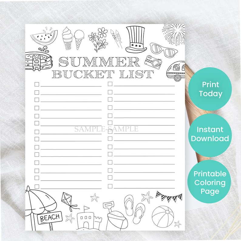 Sommarmålarbild | Barnaktivitet | Utskrivbar sommarönskelista för barn | Enkla saker för barn | DIY-checklista | Skriv ut hemma bild 1