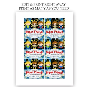 Printable Super Hero Valentine's Day Cards for Kids, Classroom ...